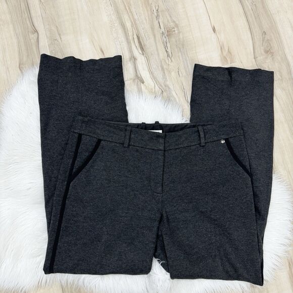 Trina Turk Plus Size Wife Leg Gray Trousers Size 14 Satin Striped career profess - Picture 1 of 7